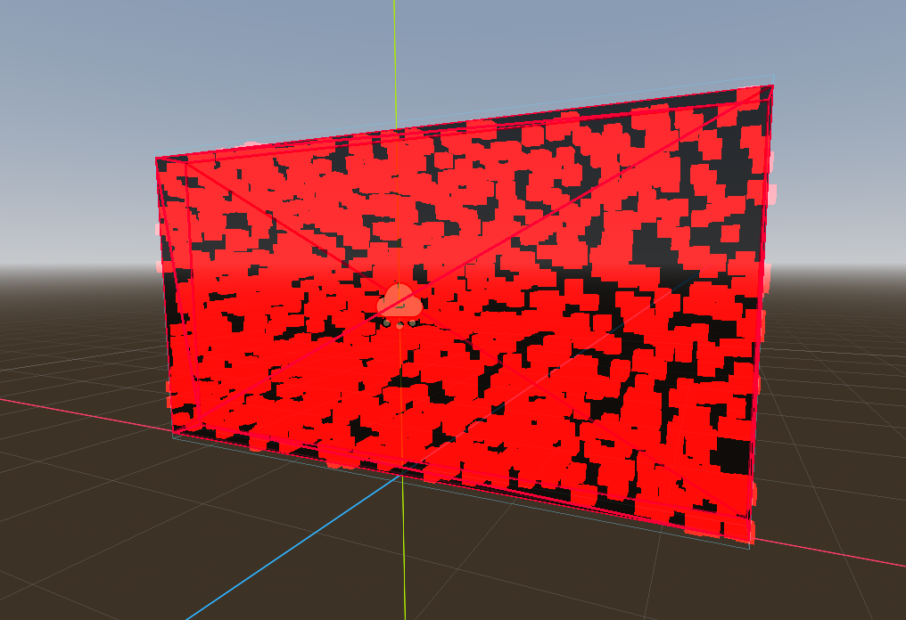 Peview of the wall, simple rectangle with red square particles